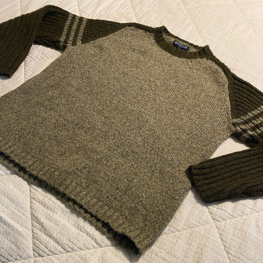Vintage Concrete Mens Wool Blend Tan Brown Ribbed Hem Crewneck Sweater XL - Picture 7 of 10
